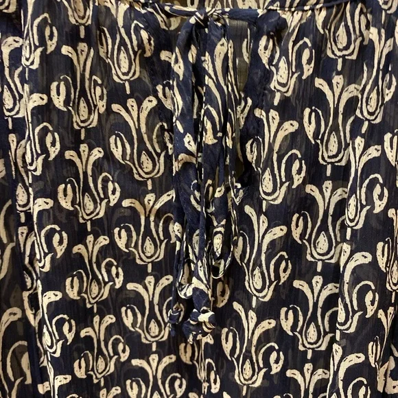 Lucky Brand (John Robshaw) romantic sheer peasant blouse - Picture 2 of 5